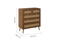 Birlea Birlea Croxley Rattan and Walnut 3+2 Drawer Chest of Drawers
