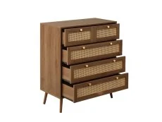 Birlea Birlea Croxley Rattan and Walnut 3+2 Drawer Chest of Drawers
