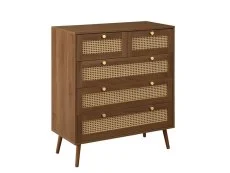 Birlea Birlea Croxley Rattan and Walnut 3+2 Drawer Chest of Drawers