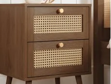 Birlea Birlea Croxley Rattan and Walnut 2 Drawer Bedside Table