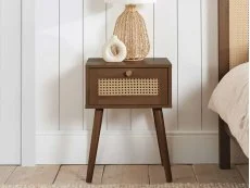 Birlea Birlea Croxley Rattan and Walnut 1 Drawer Bedside Table