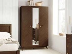 Birlea Birlea Herringford Walnut 3 Door Mirrored Wardrobe