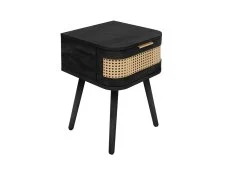 Birlea Birlea Noah Rattan and Black 1 Drawer Bedside Table