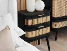 Birlea Birlea Noah Rattan and Black 2 Drawer Bedside Table