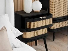 Birlea Birlea Noah Rattan and Black 2 Drawer Bedside Table