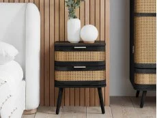 Birlea Birlea Noah Rattan and Black 2 Drawer Bedside Table