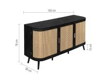 Birlea Birlea Noah Rattan and Black 3 Door Sideboard
