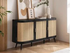 Birlea Birlea Noah Rattan and Black 3 Door Sideboard