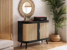 Birlea Birlea Noah Rattan and Black 2 Door Sideboard