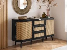 Birlea Birlea Noah Rattan and Black 2 Door 3 Drawer Sideboard