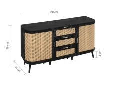 Birlea Birlea Noah Rattan and Black 2 Door 3 Drawer Sideboard