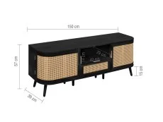 Birlea Birlea Noah Rattan and Black 2 Door 1 Drawer TV Cabinet