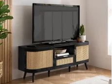 Birlea Birlea Noah Rattan and Black 2 Door 1 Drawer TV Cabinet
