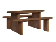 Birlea Birlea Axel Walnut 160cm Dining Table & 2 Bench Set