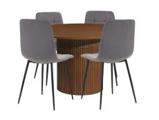 Birlea Birlea Axel Walnut Round Dining Table & 4 Chair Set