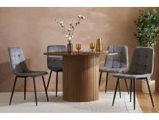 Birlea Birlea Axel Walnut Round Dining Table & 4 Chair Set