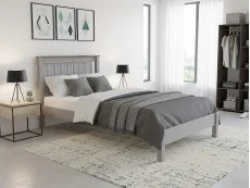 Core Core Corona Grey and Waxed Pine Wooden Bed Frame
