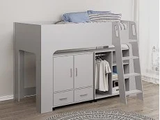 Flintshire Flintshire Eden Grey Wooden Mid Sleeper Bed