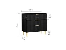 Birlea Birlea Zara Black 3 Drawer Chest of Drawers