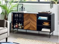 Julian Bowen Julian Bowen Alvin Black and Oak 2 Door Wooden Sideboard