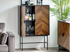 Julian Bowen Julian Bowen Alvin Black and Oak 2 Door Storage Cabinet