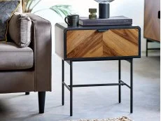 Julian Bowen Julian Bowen Alvin Black and Oak 1 Drawer Lamp Table