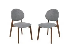 Julian Bowen Artemis Walnut and Grey Fabric Set of 2 Dining Chairs