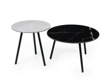 Julian Bowen Julian Bowen Casper Black and Grey Marble Nest of Tables