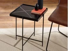 Julian Bowen Julian Bowen Celia Black and White Marble Lamp Table