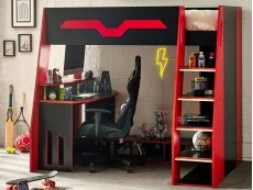 Julian Bowen Julian Bowen Eagle Black and Red Wooden Gaming Bed