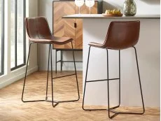 Julian Bowen Julian Bowen Joren Brown Faux Leather Set of 2 Bar Stools