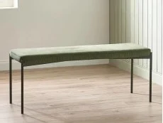Julian Bowen Julian Bowen Leonie 120cm Green Fabric Dining Bench