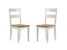 Julian Bowen Julian Bowen Linwood White and Oak Wooden Set of 2 Dining Chairs