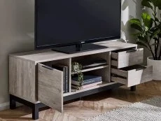 Julian Bowen Clearance - Julian Bowen Bali Grey Oak 1 Door 2 Drawer TV Cabinet