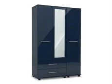 ASC ASC Venice Gloss 3 Door 2 Drawer Mirrored Triple Wardrobe (Assembled)