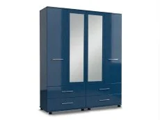 ASC ASC Venice Gloss 4 Door 4 Drawer Mirrored Wardrobe (Assembled)