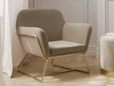 LPD Clearance - LPD Charles Beige Velvet Fabric Armchair