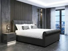 ASC ASC Cairo Charcoal Grey Fabric Ottoman Bed Frame