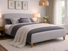 Time Living Time Living Geneva Light Grey Fabric Bed Frame