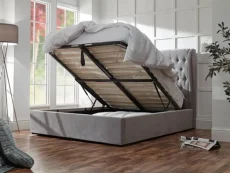 GFW GFW Dakota Platinum Fabric Ottoman Bed Frame