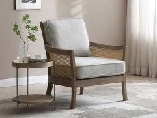 Kyoto Clearance - Kyoto Cecilia Rattan and Grey Fabric Accent Chair