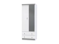 Welcome Balmoral White High Gloss 2 Door 2 Drawer Tall Mirrored Double Wardrobe (Assembled)