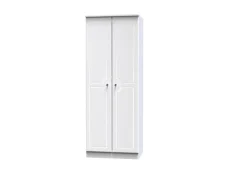 Welcome Balmoral White High Gloss 2 Door Tall Double Hanging Wardrobe (Assembled)