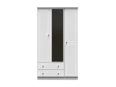 Welcome Welcome Balmoral White High Gloss 3 Door 2 Drawer Tall Mirrored Triple Wardrobe (Assembled)