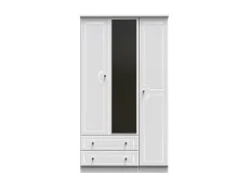 Welcome Welcome Balmoral White High Gloss 3 Door 2 Drawer Tall Mirrored Triple Wardrobe (Assembled)