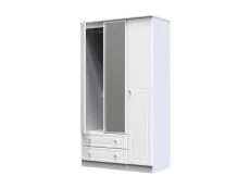 Welcome Welcome Balmoral White High Gloss 3 Door 2 Drawer Tall Mirrored Triple Wardrobe (Assembled)