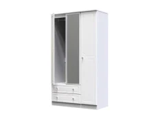 Welcome Welcome Balmoral White High Gloss 3 Door 2 Drawer Tall Mirrored Triple Wardrobe (Assembled)