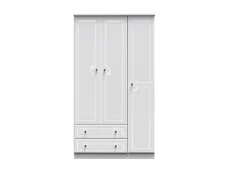 Welcome Welcome Balmoral White High Gloss 3 Door 2 Drawer Tall Triple Wardrobe (Assembled)