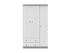 Welcome Welcome Balmoral White High Gloss 3 Door 2 Drawer Tall Triple Wardrobe (Assembled)