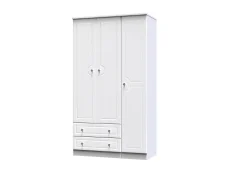 Welcome Welcome Balmoral White High Gloss 3 Door 2 Drawer Tall Triple Wardrobe (Assembled)